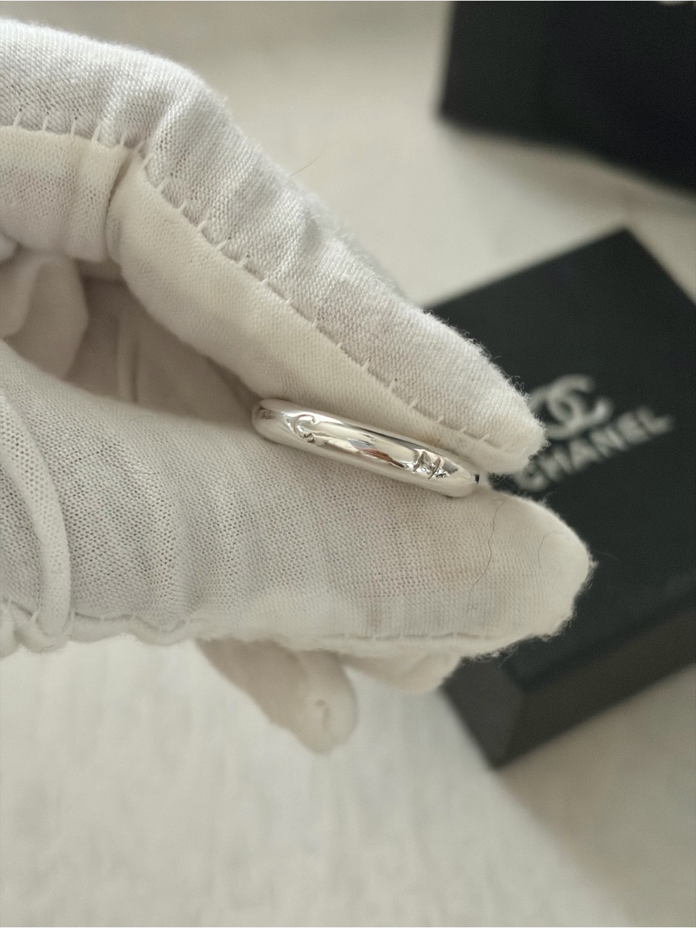 Chanel Sterling Silver Logo Ring - Size 7 - Picture 6 of 10